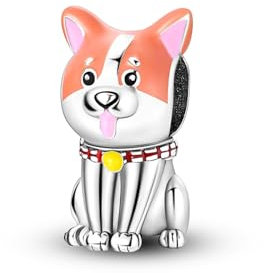 Hapour Hunde Charm 925 Sterlingsilber Charms für Armbänder Halsketten einzigartiger Anhänger Haustier-Charm modische Accessoires niedliche Tierperlen Charm-Schmuck Geschenke für Frauen und Mädchen