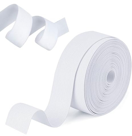 Gummiband, 10 Meter Gummilitze Elastisches, Gummibänder Nähen 15mm für Hosengummi DIY Handwerk Stoffe zum Nähen, Nicht Leicht Verformbar, Weiß