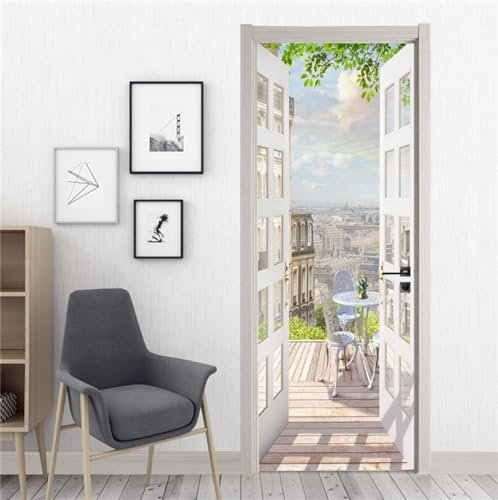 FLFK 3D Türtapete Selbstklebend TürPoster 85x215cm-Retro Aufkleber für alte Türaufkleber Abziehen und Aufkleben Mauer Aufkleber Zuhause Dekor(2 Stk/Set)