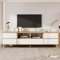 kubeier Mueble para TV Moderno Blanco, Mueble para TV Vintage de 175 cm con 5 Puertas, Soporte para TV para salón, Oficina, Compartimentos y Puertas en Estilo rústico Natural