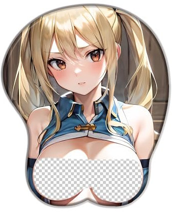 PUrar Fairy Tail Lucy Heartfilia 3D Tapis de Souris, Repose-Poignet Doux, Tapis de Souris de Dessin animé, Ergonomique Tapis de Souris