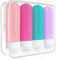 Genérico Botellas de Viaje Silicona Pack de 4 - Botes Rellenables de 90ml/3oz Antifugas para Gel y Champú, Sin BPA. Neceser de Viaje Aprobado por TSA