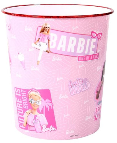 Zawadi Global Barbie Kids Childrens Waste Bucket Paper Bin Basket for Bedroom Study Desk Dustbin