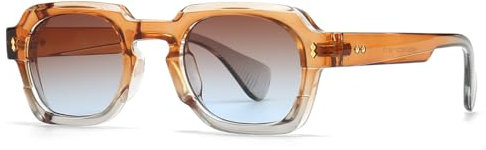 kachawoo Vintage Quadratische Sonnenbrille Dicker Rahmen Mode Sonnenbrille Unisex Süßigkeiten Farbe Brillen UV400 Linse (brown blue lens)