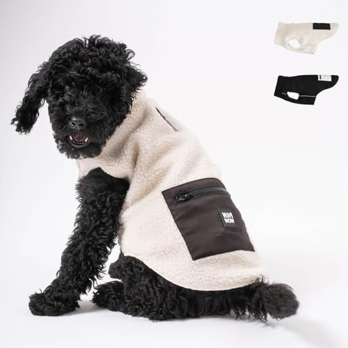 PAW WOW MIKA Hundejacke | Hundemantel Teddy-Fleece | Hunde-Weste mit Bauchschutz für kühle Temperaturen (Beige, XL)