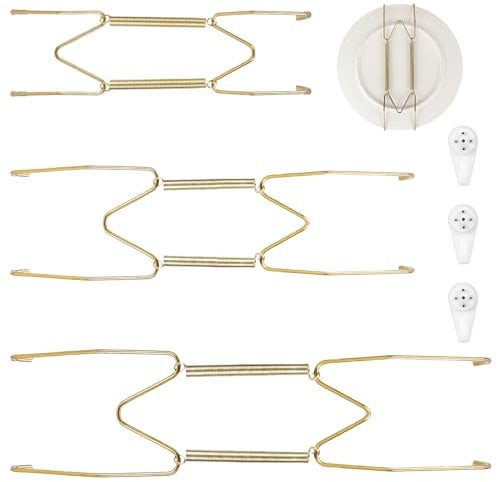3er-Pack Telleraufhänger für Wände, Wandtelleraufhänger aus Edelstahl, 81012 Tellerhalter zum Präsentieren an der Wand, goldene Teller-Wandaufhänger für 7,5-12,5 Große Dekorati