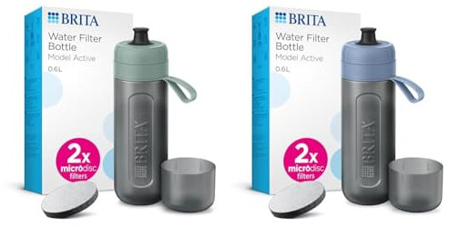 BRITA Sports Water Filter Bottle Model Active Dark Green (600 ml) & Sports Water Filter Bottle Model Active Dark Blue (600 ml)