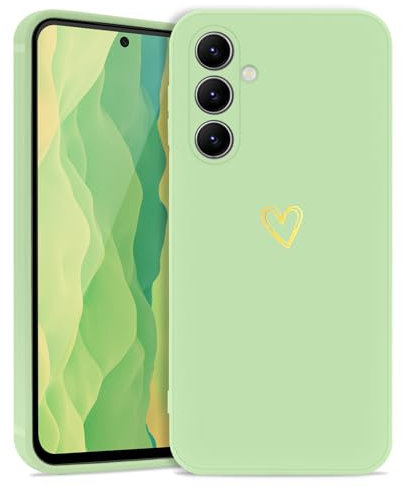 Lafunda Cover Compatibile per Samsung Galaxy A54 5G Custodia con protezione fotocamera Antiurto Silicone morbido per Donna motivo cuore protezione Case per Samsung A54 5G Verde chiaro