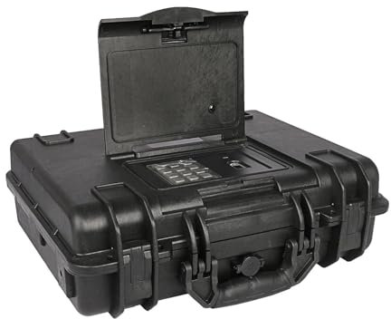 Prothens Biometric Camera Hard Case with Foam | Hand Gun Case | Portable Safe Box 3 Way Quick Access Heavy Duty Locked Storage Box with Fingerprint Waterproof Case| Flight Case