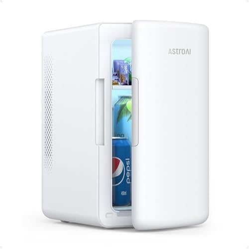 AstroAI Mini Fridge 6 Litre / 8 Can | Cooler and Warmer | AC/DC | Small Fridge for Bedrooms, Car, Drinks, Beauty, Skincare, Travel (Beige)