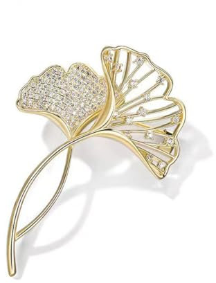 iSpchen Damen Broschen Broschen für Frauen Modische goldene Ginkgoblatt-Brosche für Alltag Feiertage Arbeit Hochzeiten Termine Geschenk Frauen