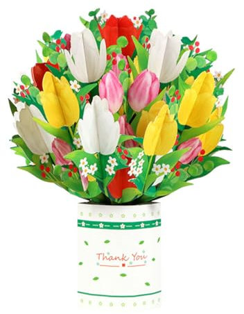 scicent Valentinstag Karte Pop-Up Blumenkarte 3D Geschenkkarte zum Geburtstag mit Umschlägen Grußkarten zum Muttertag Blumen Klappkarte mit Umschlag Muttertagskarte - 29916