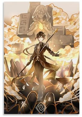 FBBINKA Game Genshin Impact Zhongli Wohnzimmer-Dekor, moderne ästhetische Wandkunst, Poster, Geschenk für Freunde, ungerahmt, 20 x 30 cm