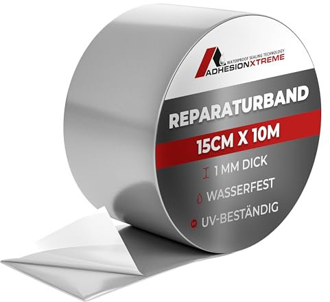 ADHESIONXTREME WATERPROOF SEALING TECHNOLOGY Ruban d'étanchéité pour réparation, métal, gouttière, PVC, imperméable et résistant aux intempéries - Gris - 15 cm x 10 m