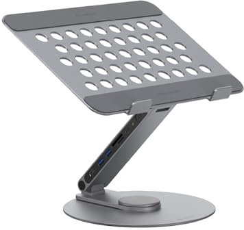 ADAM elements USB-C Stand 360 / Docking Station- CASA HUB 360 USB-C 8-in-1 Aluminum Stand Hub for MacBook, iPad & USB-C Laptop series- USB-C Host, USB-C PD, USB-A x 2, HDMI, Audio, SD 3.0, microSD 3.0