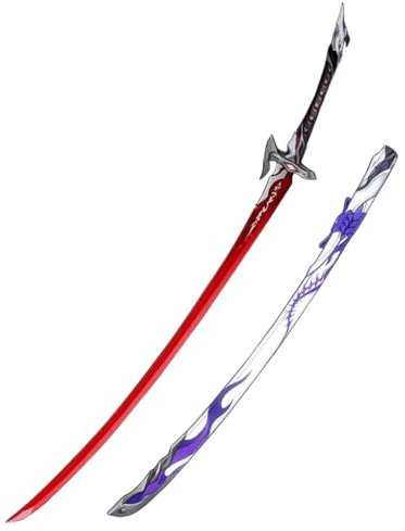 damdos Halloween Prop 40 Acheron Sword with Scabbard,Star Rail Staff Cosplay Weapon Acheron Sword Weapons Comic Show Role Playing Birthdays Gift