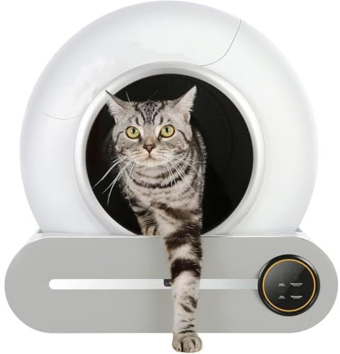 Self-Cleaning Cat Litter Box Robot - Electric Closed Bedpans for Cats, Automatic Smart Kittens Tray with Sand Control Mat, No Scooping Required - Ideal for Multiple Cats