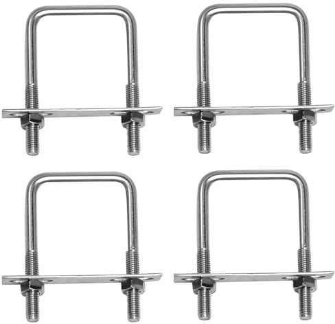 Lot de 4 vis à étrier en U M8 - 60 x 100 mm - En acier inoxydable - Avec écrous, plaque de cadre et rondelles - Pour remorquage de voitures, navires, réparation de tube