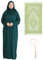 Prien Frauen Gebetskleidung Mit Hijab Gebetsperlen Gebetsteppich, Damen Muslim Kleidung, Islam Abaya Set, Ferace Tesettür Giyim, Islamische Langarm Kleid, Kopftuch, Gebetskleid Für Ramadan (Smaragd)