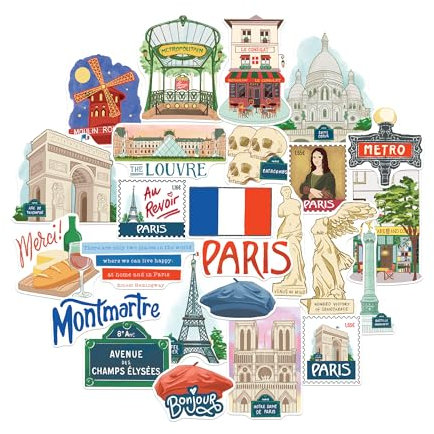 Navy Peony Passionate Paris Statement Sticker (25 Stück) – für Laptop, Trinkflasche, Koffer