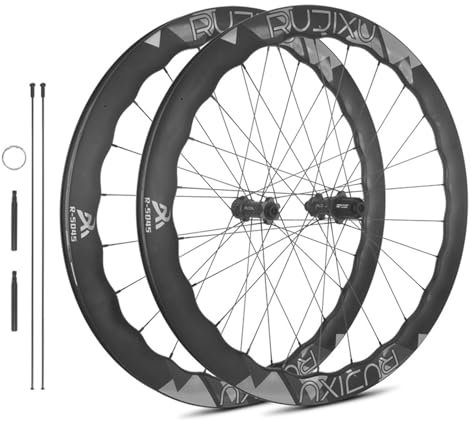Rennrad Carbon Radsatz, 700C Fahrradräder mit Ratschen Centerlock Nabe und Wellenfelge, Ultraleichte Windschutzräder für Das Tägliche Training(QR_54T Ratchet HG)