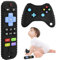 Baby Fernbedienung, 2 Stück Kinder Fernbedienung, Silikon Baby Fernbedienung Spielzeug, Baby Badespielzeug, BPA-Frei Zahnungshilfe für 3+ Monate Baby(Schwarz)
