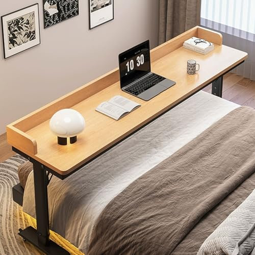 DSEWTEZXI Höhenverstellbar Schlafzimmer betttisch, modern laptoptisch mit Rollen, Standing Desk auf Rollen, Mobile computertisch auf Rollen, pflegebett beistelltisch, für Zuhause und das Büro.