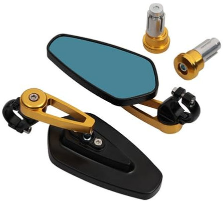Motorrad Spiegel Für Aprilia Für RSV Für RSV4 Für RSV1000/R Für 750 Shiver Für Tuono 1000/R Für V4R Motorrad Griffe End Seite Ansicht Spiegel Motorrad Rückspiegel(Gold)