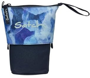 satch Pencil Slider extra groß inkl. Trennfach Reißverschlussfach Stiftehalter Geodreieck Sichtfenster für Stundenplan Blurry Sky - Dunkelblau