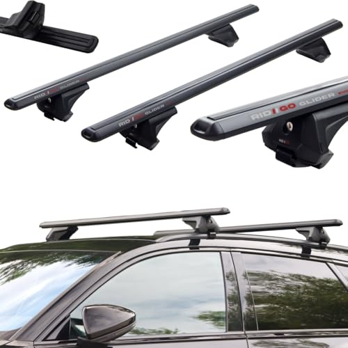 RIDIGO Glider EVO Dachträger für Peugeot 308 2 II SW ab 2014 | Aluminium, 75 kg Tragkraft, geschlossene Dachreling, Schwarz