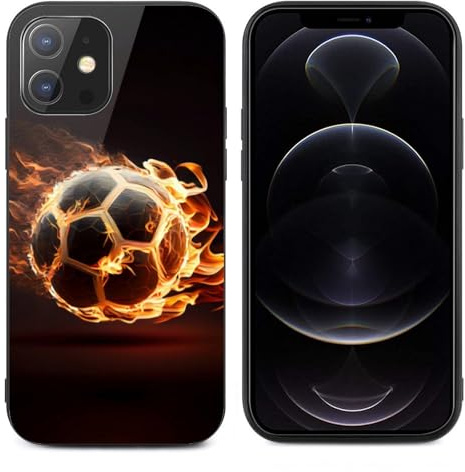 CRIVOTA For iPhone 12 Case - All-new Football Design, Glass Back + TPU Inner Shell, Military-grade Tested, Extreme Slimness, Precise Cutouts, Cell Phone Cases for Men Women