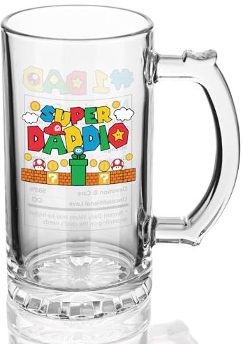Joymaking Beer Glass Gift for Dad - It’s Not a Dad BOD, Daddy Father Day Gifts, Fathers Day Present, Super Daddio Mug Glass 0.5L