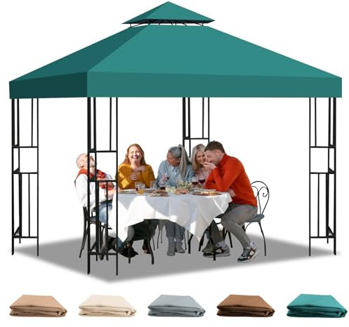 Pavillon Ersatzdach 3x3 m Wasserdicht – Doppeldach mit Air Vent UV-beständig, Stabil Winterfest, Atmungsaktiv, Gazebo Ersatz Dach, perfekt für Garten, Camping(Polyester 300D)