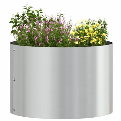 vidaXL Pflanzenring Silber 30 x 30 x 20 cm Verzinkter Stahl | Die glatte zylindrische Form sorgt dafür,