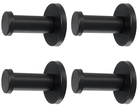 txuzong 4er Set Kleiderhaken Schwarz Matt aus Edelstahl - Hochbelastbar bis zu 10 kg, Kratzfeste Garderobenhaken für Bad, Flur & Schlafzimmer inkl. Montageset