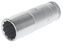 GEDORE Steckschlüsseleinsatz lang, Nuss, 3/8'' 10 mm Antrieb, 12-kant, 17 mm Weite, D 30 L 17, Stahl verchromt