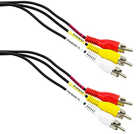 BestPlug 5 m Rca Audio Câble vidéo, 3 x Rca mâle vers 3 x Rca mâle, Noir