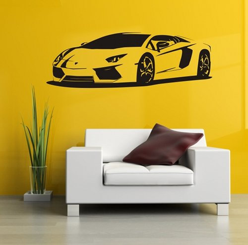Wandtattoo Auto ital. Supersportwagen Aventador, 140x47 + Rakel von mldigitaldesign