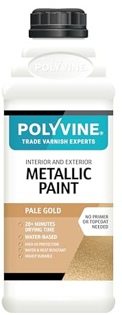 Polyvine Metallic Paint – Acrylic Metallic Heat Resistant Paint No Primer or Topcoat Needed - Water & UV Resistant Decorative Paint for Ceramics, Furniture, Ornaments, Interior Walls, Metalwork & More