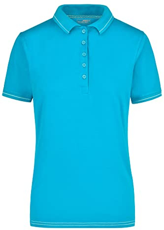 James & Nicholson Damenpolo Elastic - Leicht tailliertes Damenpolo mit geringem Elasthananteil | Farbe: aqua/white | Grösse: S
