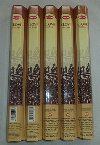 HEM Lot de 5 paquets de 20 bâtons d'encens clou de girofle
