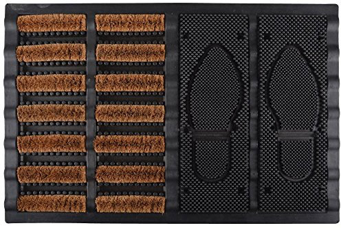 Esschert Design Türmatte Schuhbürste Kokos/Gummi, Kokosfaser, schwarz/braun, 60 x 40 x 3.6 cm