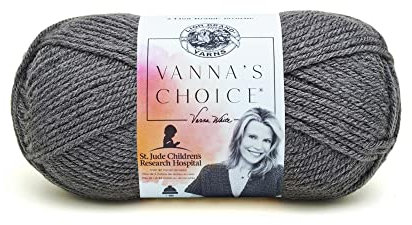 Lion Brand Yarn Vanna's Choice, Aran Weight Yarn for Knitting, Crochet, and Crafts, Charcoal Grey, 1 Pack