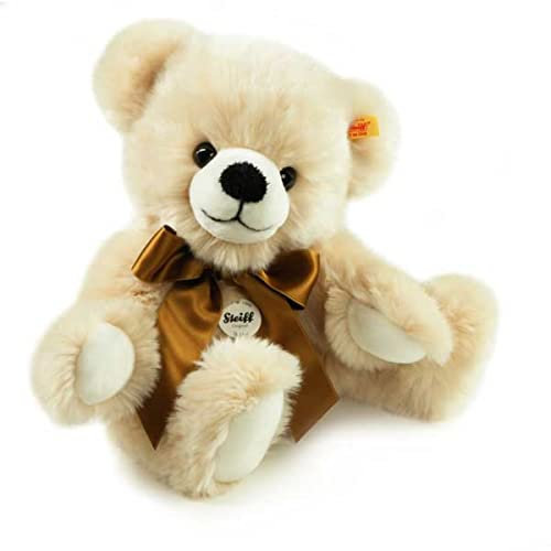 Steiff Bobby Schlenker-Teddybär Creme 40 cm, Plüsch-Teddybär mit Schleife, Kuscheltier Bär zum Kuscheln und Spielen, Stofftier Bär aus kuschelweichem Plüsch für Kinder