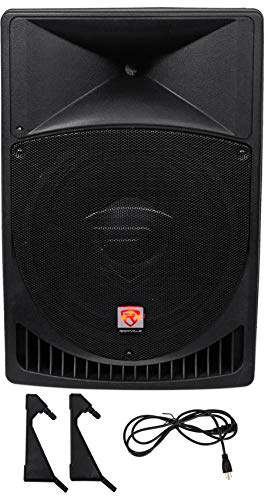 Rockville RPG15 1000W Peak/250W RMS Powered 15 2-Way DJ PA Speaker, Class-AB Amp, XLR/RCA/1/4 Inputs, Flyable/Floor Monitor, for Events and Performances