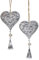 TEMPELWELT 2X Deko Anhänger Herz Herzchen 16 cm, Metall Shabby Silber grau Landhaus Vintage Antik Nostalgie Herzanhänger Zum Hängen