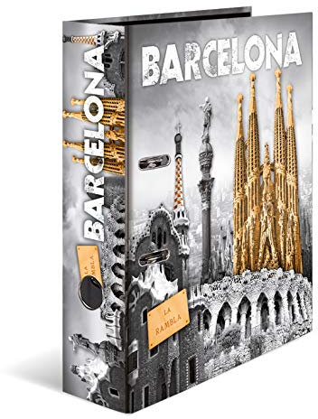 HERMA Registratore a leva con anelli Trend Cities con motivo Barcellona, A4, dorso 7 cm, cartonato, colori
