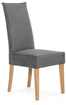 moebel-eins Kari Polsterstuhl/Hochlehner mit Komfortsitz, Material Kunstfaser Nubukoptik/Massivholz, Eiche, grau