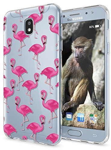 NALIA Handyhülle kompatibel mit Samsung Galaxy J5 2017 (EU-Modell), Motiv Design Schutzhülle Slim Silikon Case, Handy-Tasche Hülle Smart-Phone Etui Muster Back-Cover Dünn, Designs:Flamingo Pink