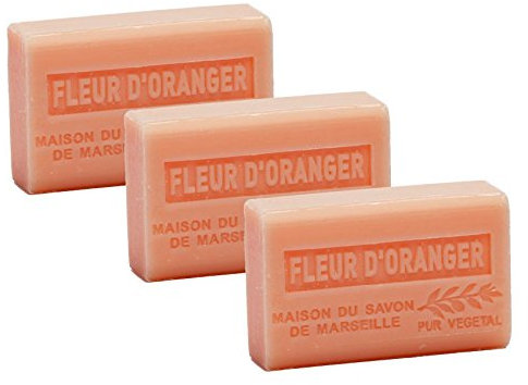 Maison du Savon de Marseille - 3er-Set Provence-Seifen mit Sheabutter - Orangenblüte (Fleur d'Oranger) - 3 x 125 g